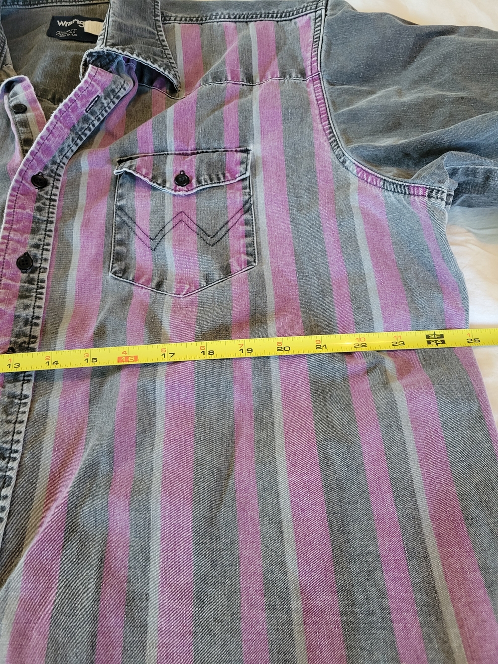 Wrangler Brushpopper Vintage 90s Western Shirt Men's Size 18-36 Striped Purple - Picture 5 of 15